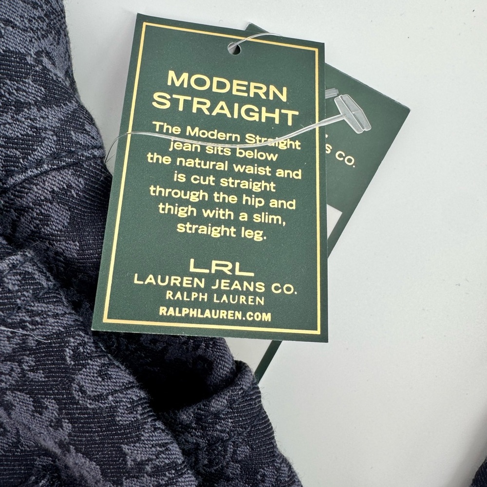 Ralph Lauren Dark Blue Floral Patterned Straight Leg Jeans size 12 NWT - Picture 8 of 9